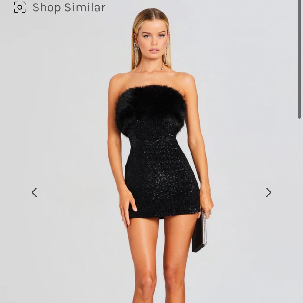 NWT RETROFETE TORIN SEQUIN FAUX FUR DRESS